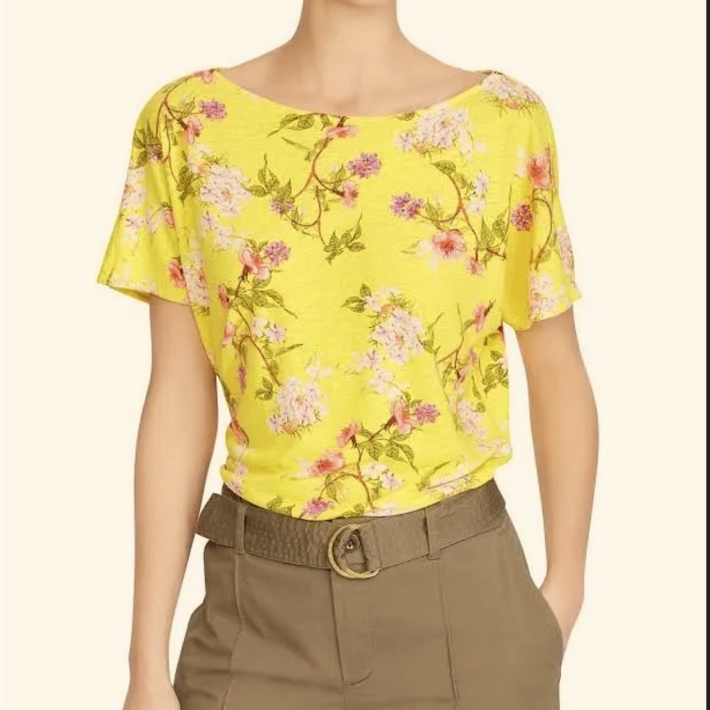 Floral Ralph Lauren Linen Tee Size XS